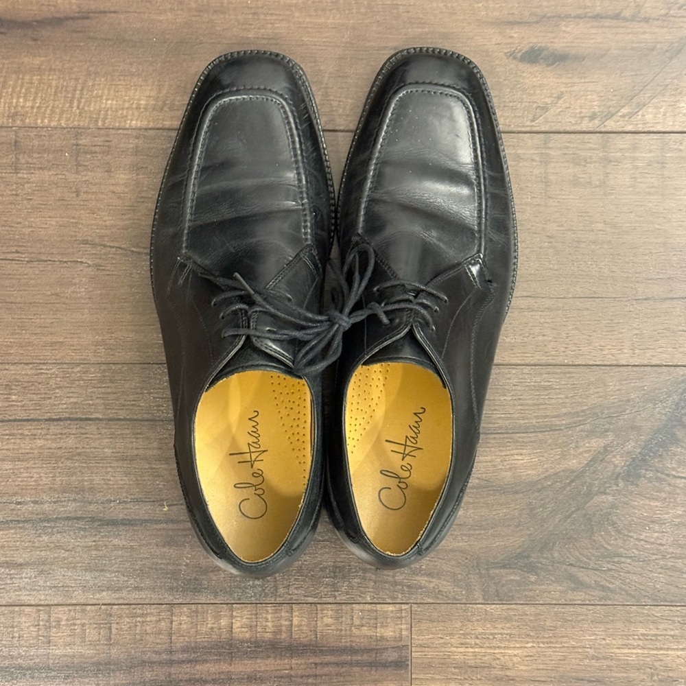 Cole Haan Black Leather Oxford Dress Shoes Moc Toe Lace Up Men’s Size 9D - Picture 4 of 12